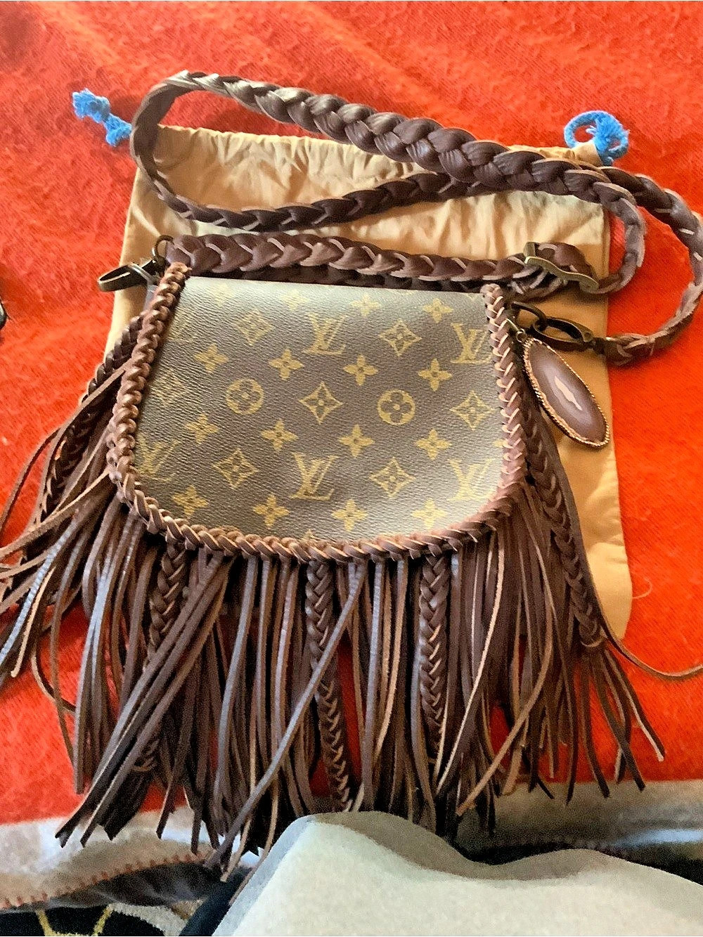 Vintage Boho Brown Fringe Crossbody Bag